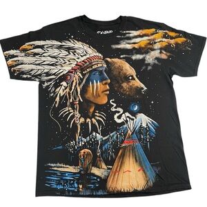 Liquid Blue Native American Western T Shirt Size L